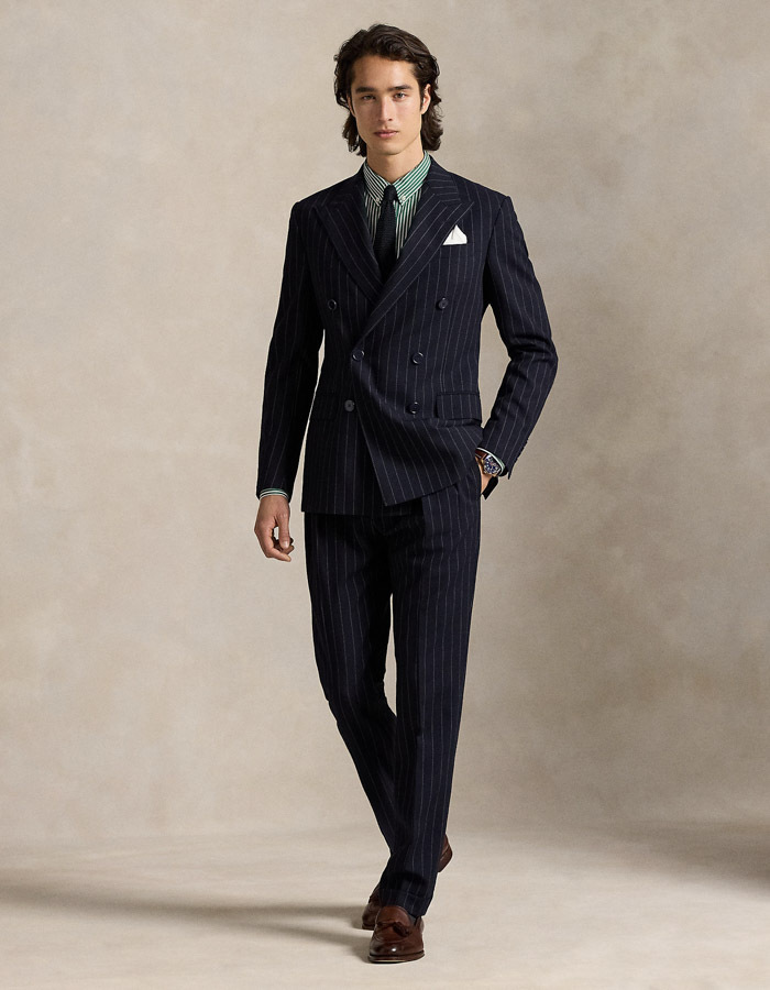  Slim Fit gestreept stretch popeline overhemd in New Forest White met geborduurd pony-logo