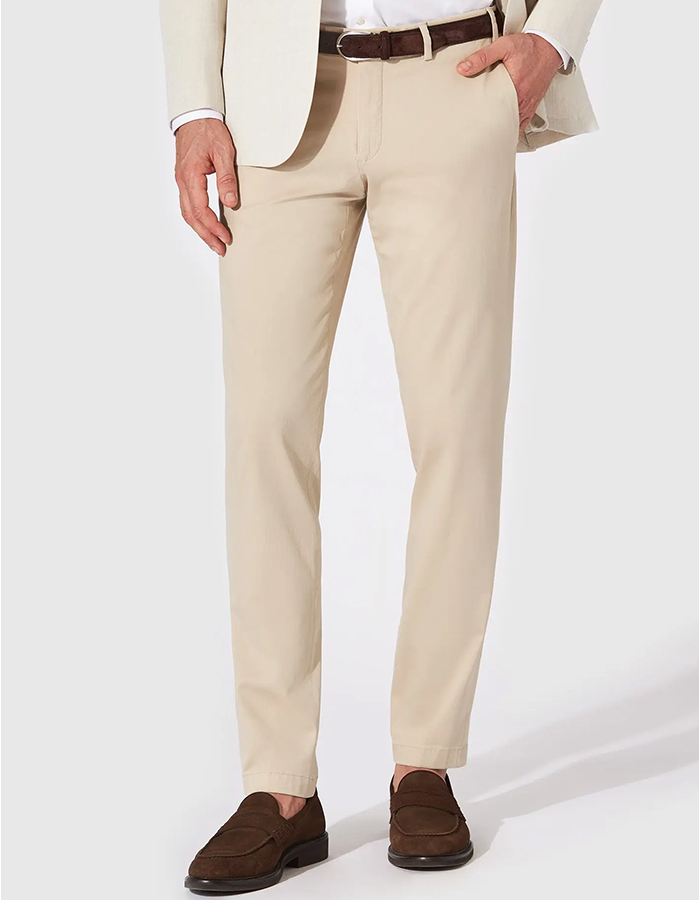 HILTL Tilo I chino in beige – Perfetto Twill, Slim Fit