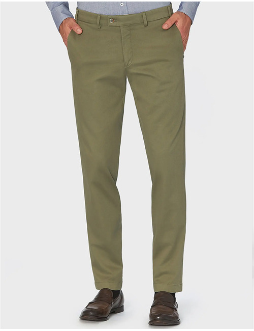 HILTL Tilo I chino in olijfgroen – Perfetto Twill, Slim Fit