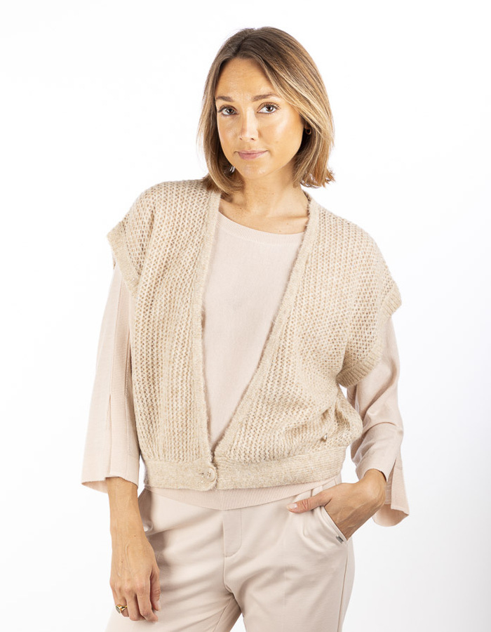 Xandres gilet zonder mouw beige