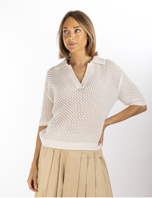 Herzen's korte mouw pull ecru
