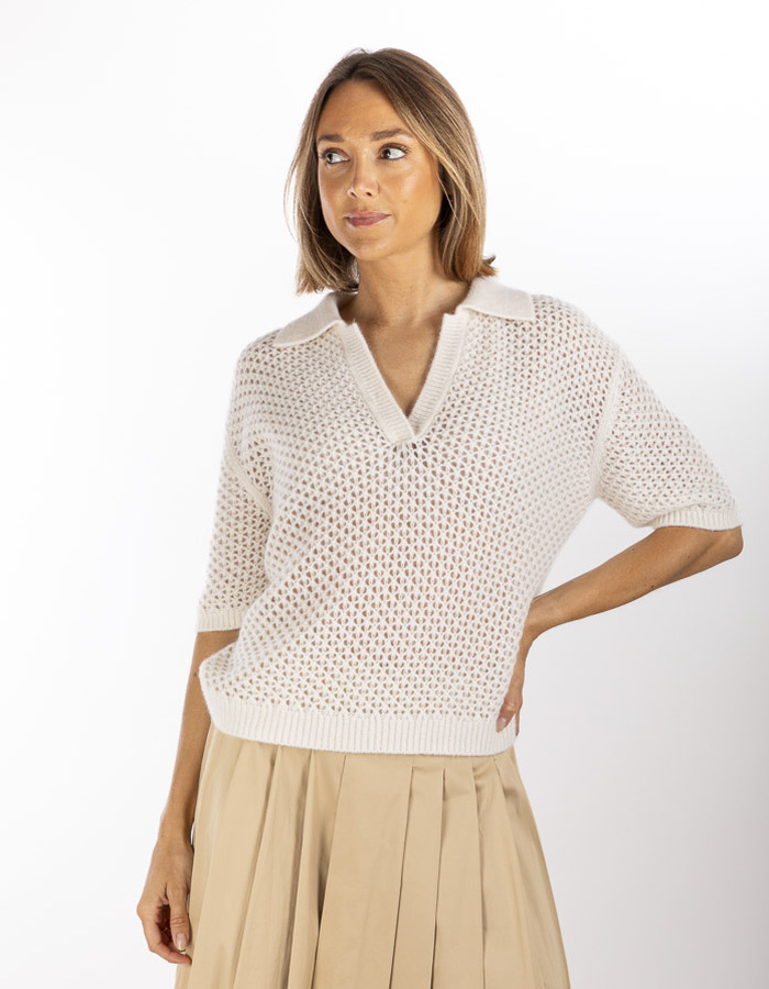 Herzen's korte mouw pull ecru