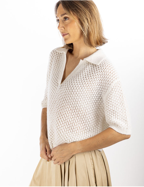 Herzen's korte mouw pull ecru
