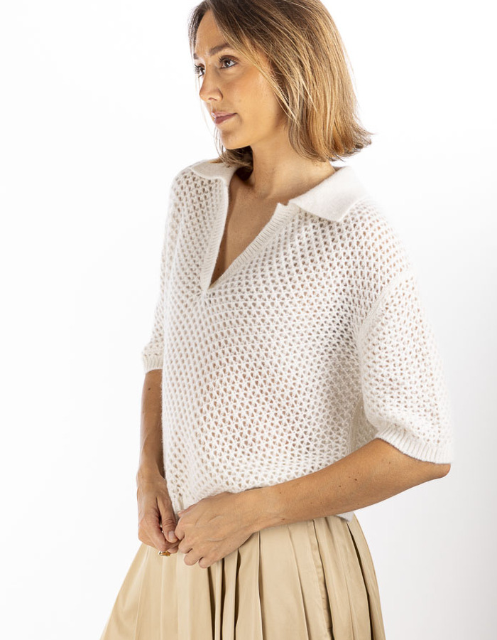 Herzen's korte mouw pull ecru
