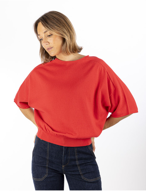 Drykorn 3/4 mouw pull rood