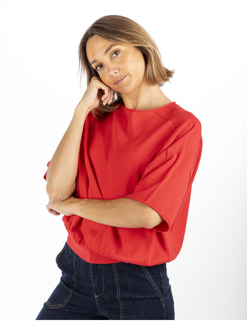 Drykorn 3/4 mouw pull rood