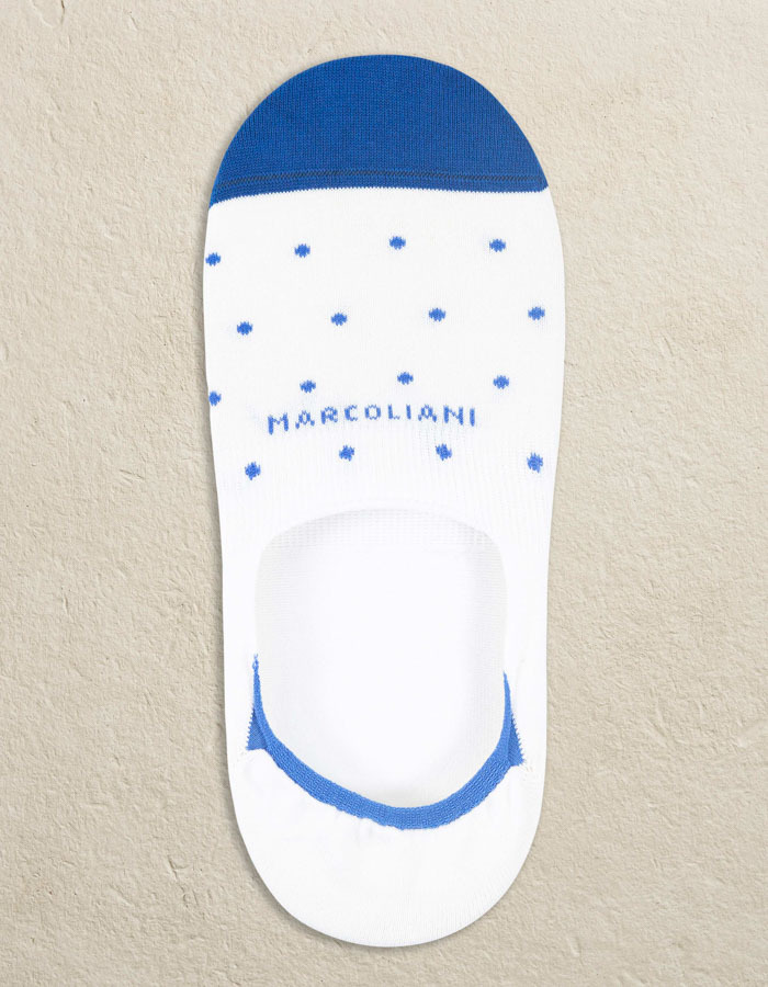 Invisible Touch sokken van Pima katoen – Polka Dot White/Blue