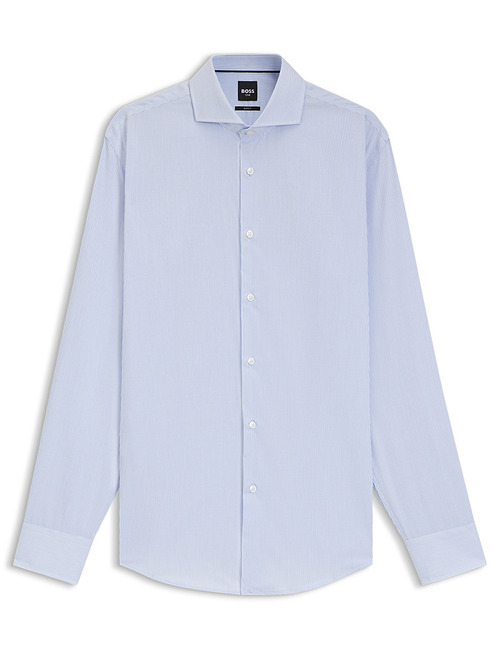 Gestreept slim fit overhemd in katoen twill met easy-care afwerking