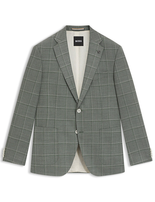 Regular-fit blazer in scheerwol met ruitdessin