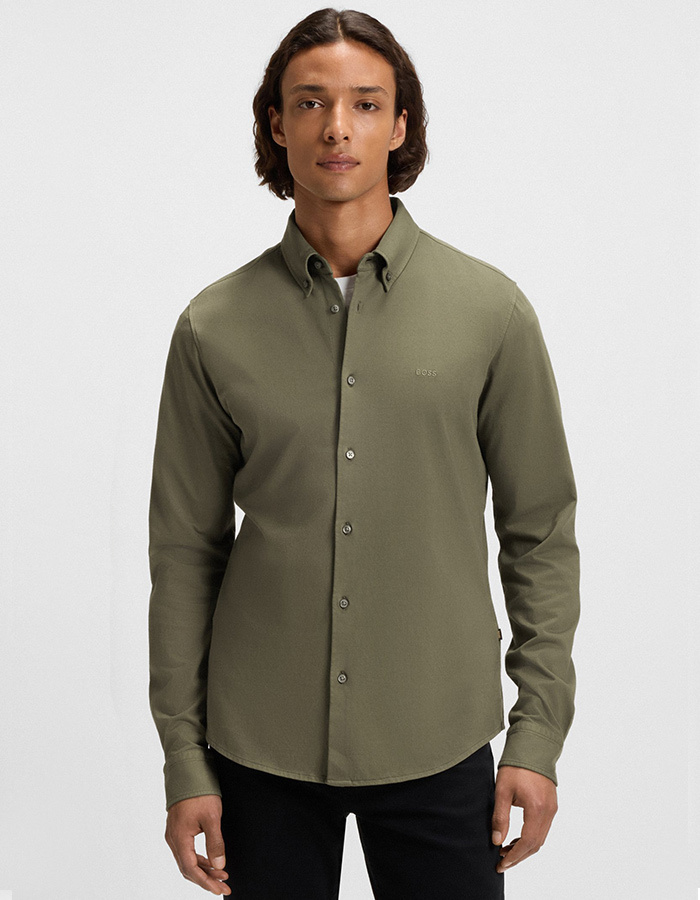 Slim-fit overhemd van katoenen jersey