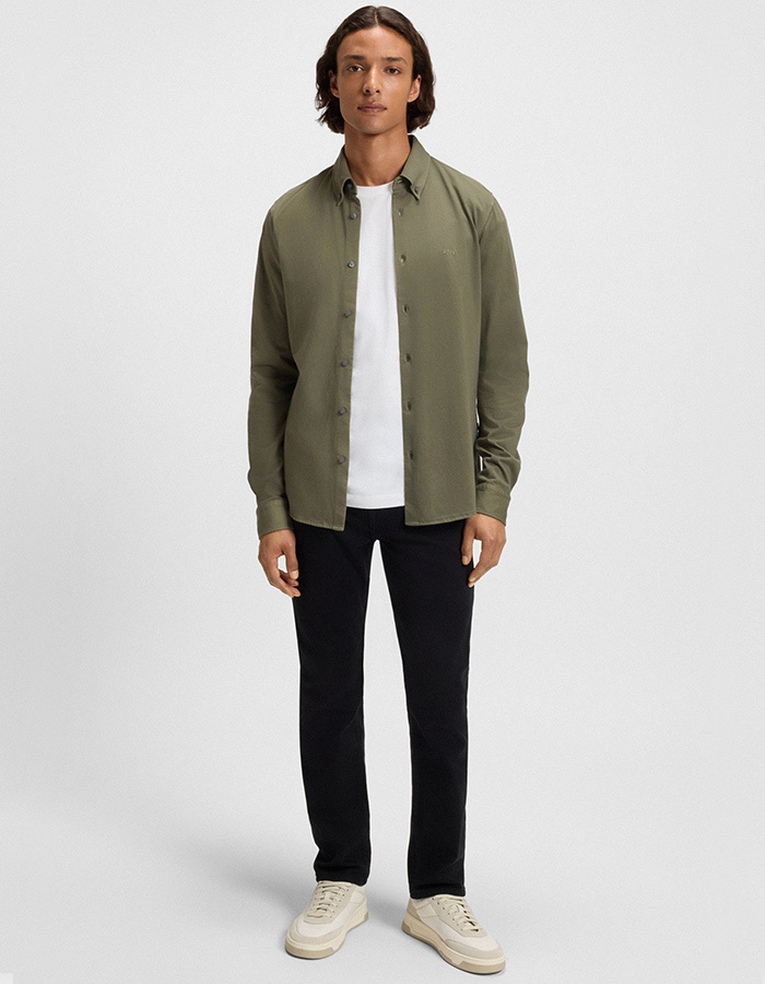 Slim-fit overhemd van katoenen jersey