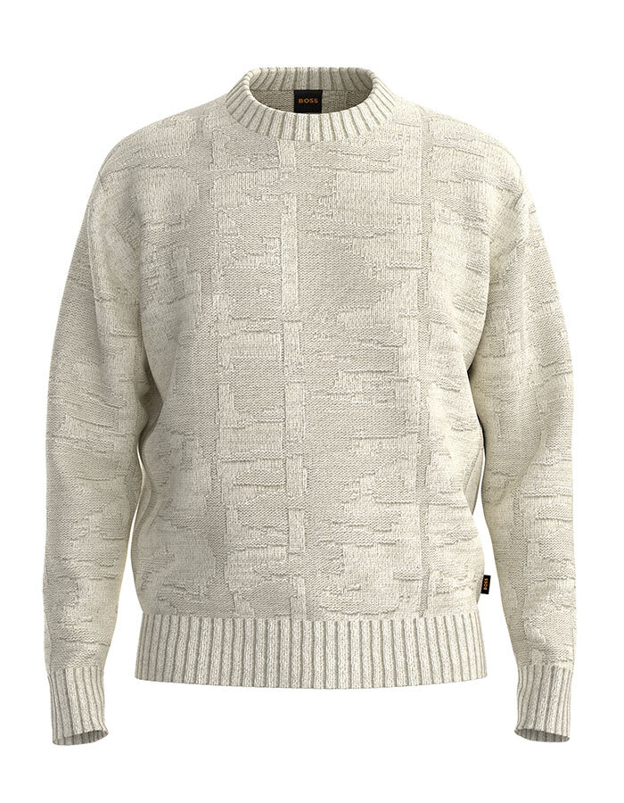 Relaxed-fit trui van katoenmix met structuur