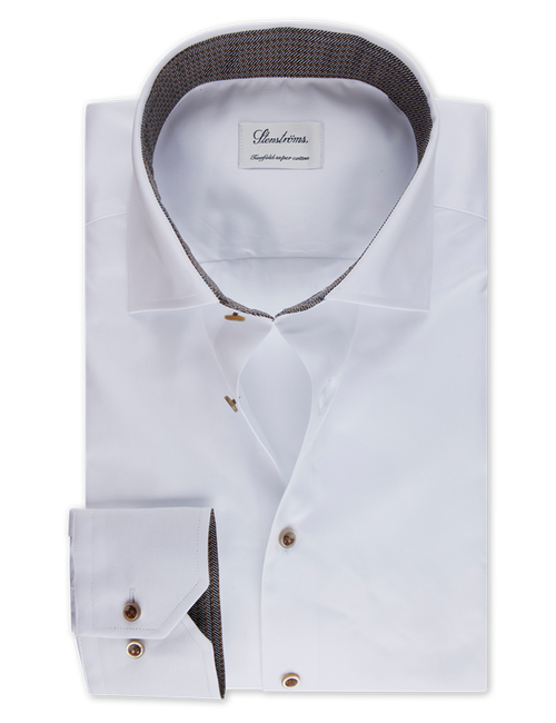 Slimline overhemd – Witte Twill met contrast