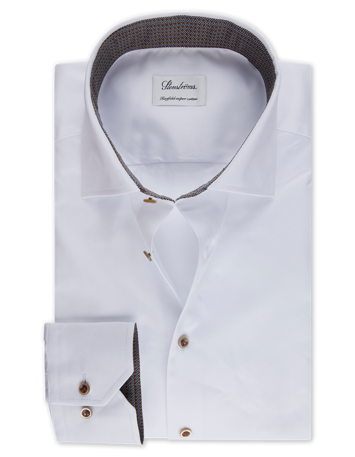 Slimline overhemd – Witte Twill met contrast