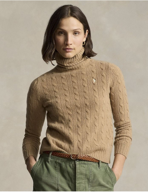 Ralph Lauren Dames pull rolkraag camel