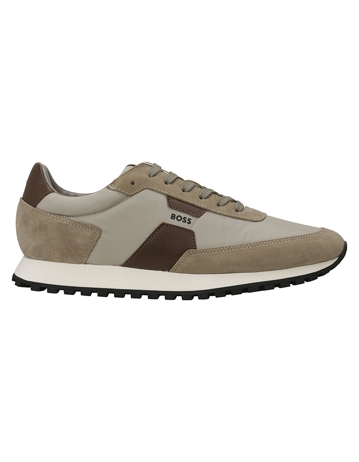 Blokkleuren sneakers met suède, leer en gecoat materiaa