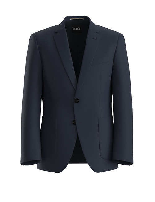 Regular-fit blazer van zuivere scheerwol met gestructureerd voorpand – donkerblauw