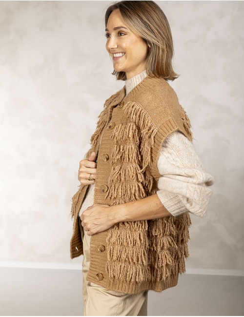 Due Amanti gilet zonder mouw camel