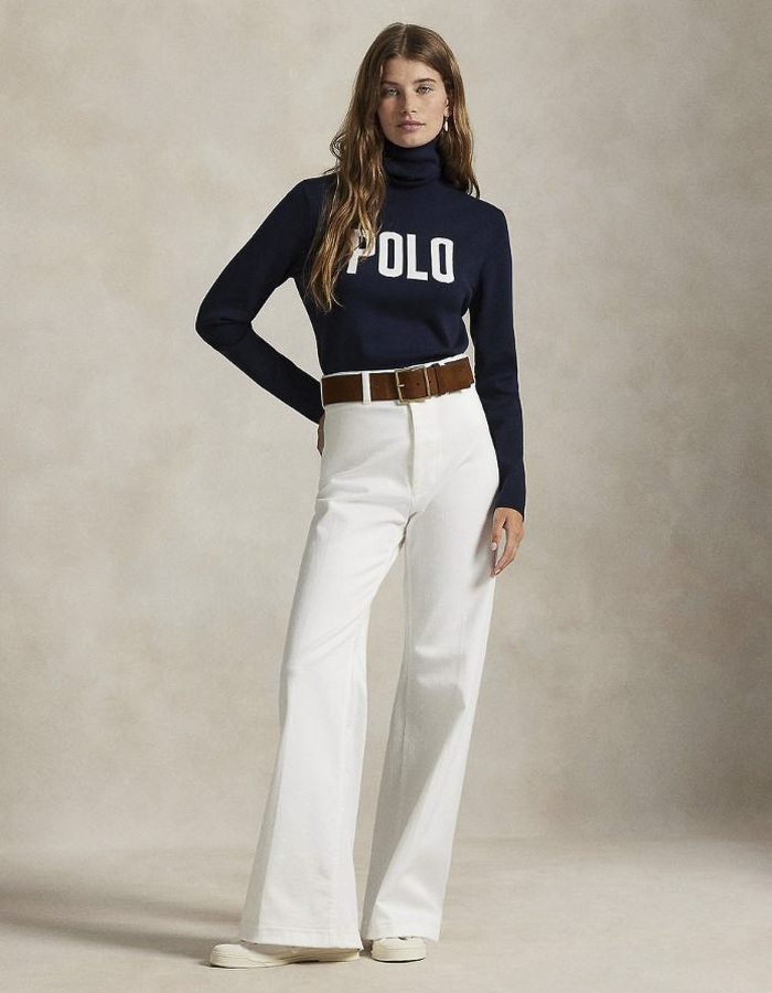 Ralph Lauren Dames pull rolkraag navy