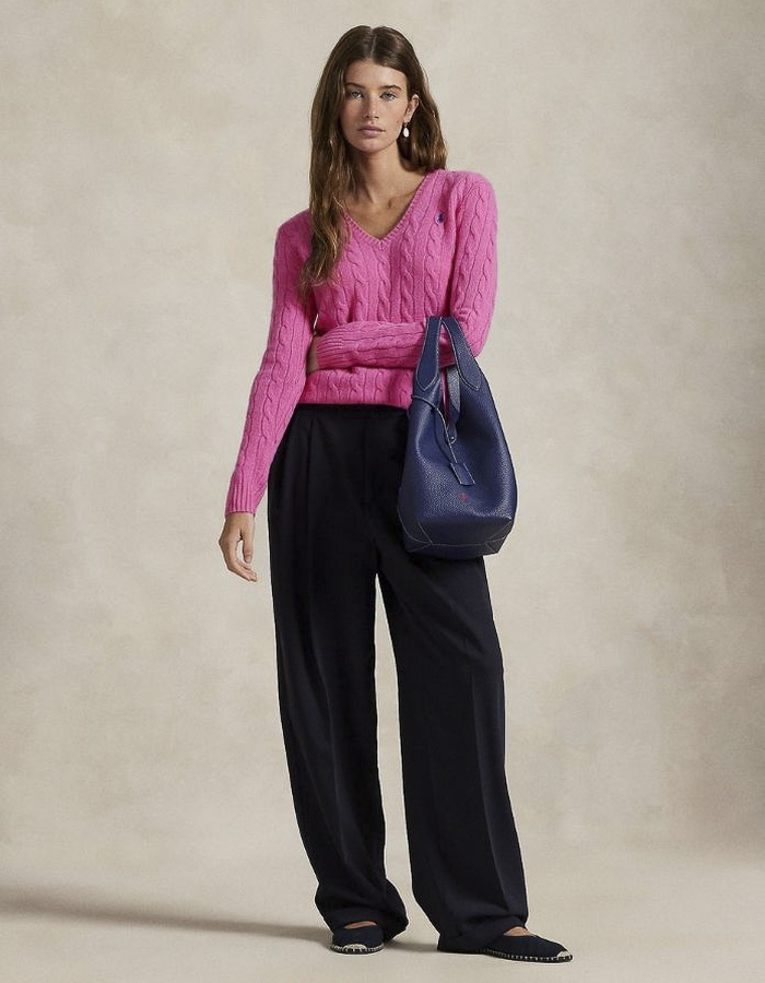 Ralph Lauren Dames pull met v-hals fuchsia