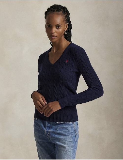 Ralph Lauren Dames pull met v-hals navy