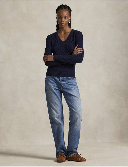 Ralph Lauren Dames pull met v-hals navy