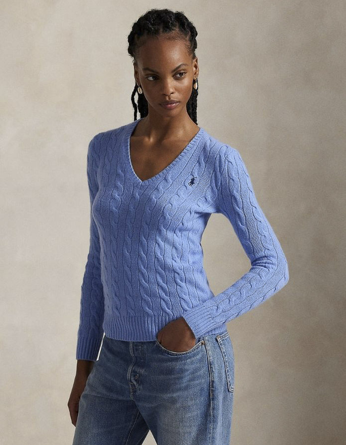 Ralph Lauren Dames pull met v-hals blauw