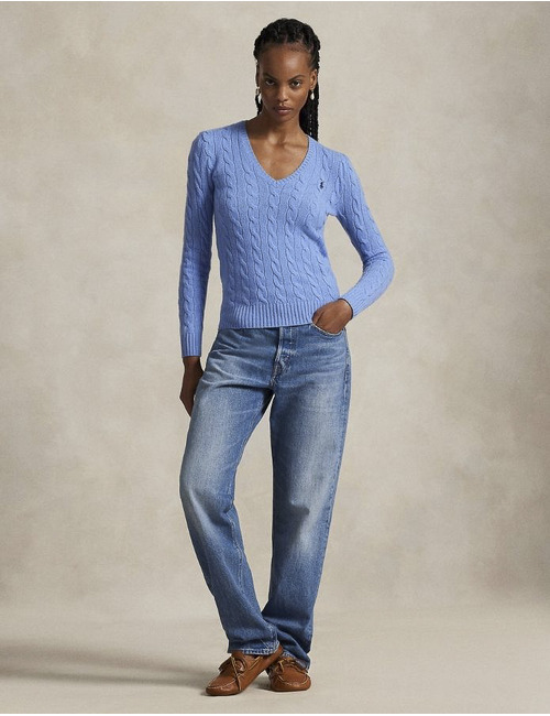 Ralph Lauren Dames pull met v-hals blauw