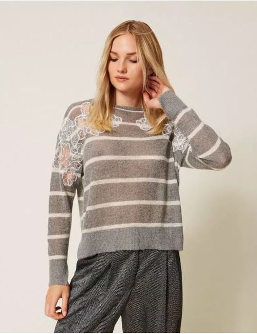 Twinset lange mouw pull grijs