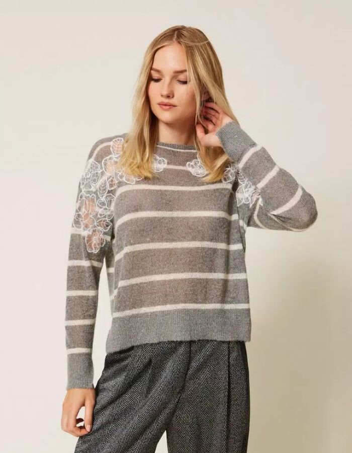 Twinset lange mouw pull grijs