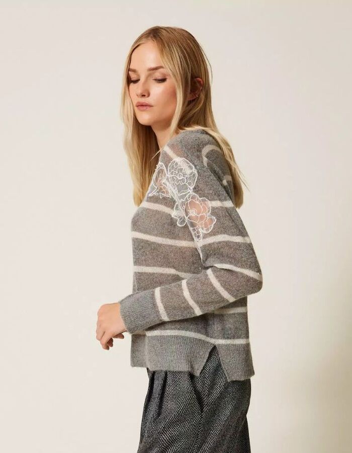 Twinset lange mouw pull grijs