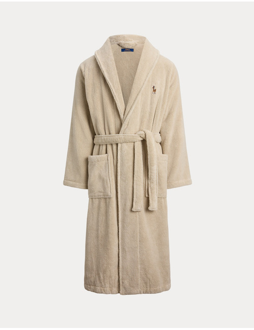 Shawl-collar badjas in terry katoen
