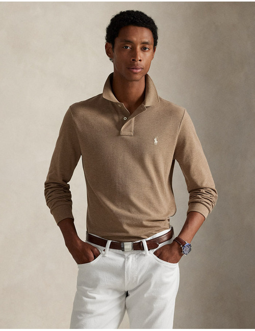 Custom Slim Fit polo in piqué katoen – kleur Grey Cloud Heather