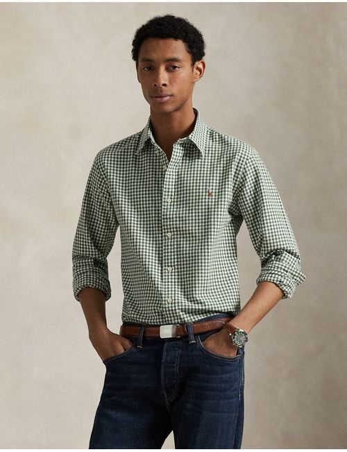 Slim Fit Gingham Oxford Shirt in Shamrock/White