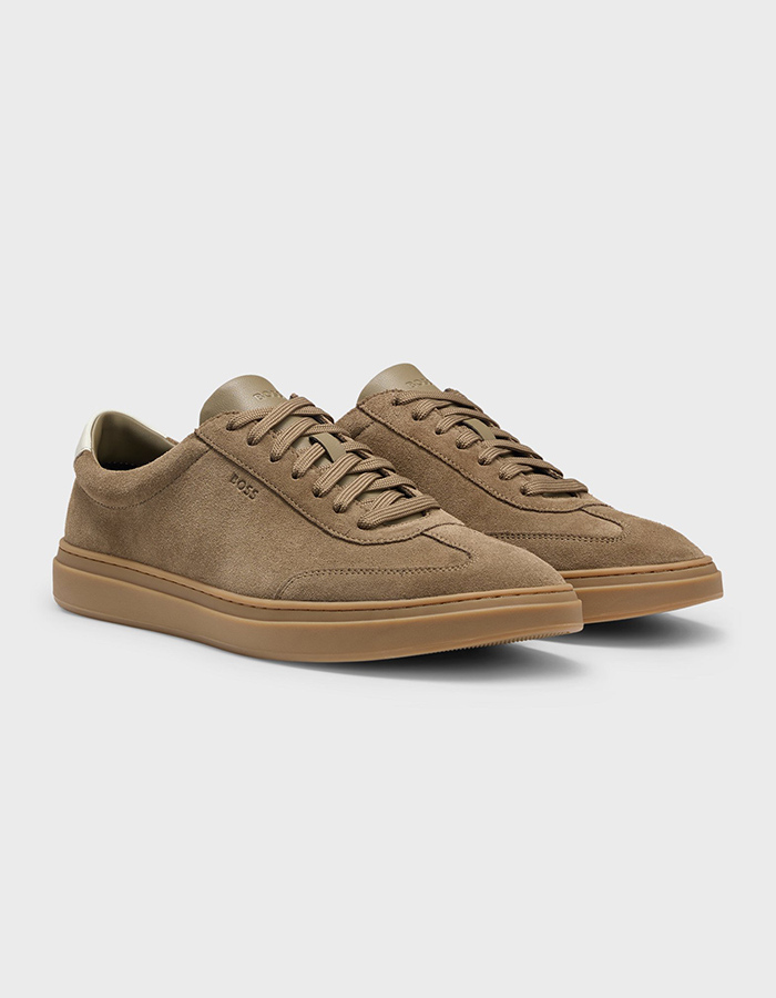 Sneakers van suède met rubberzool