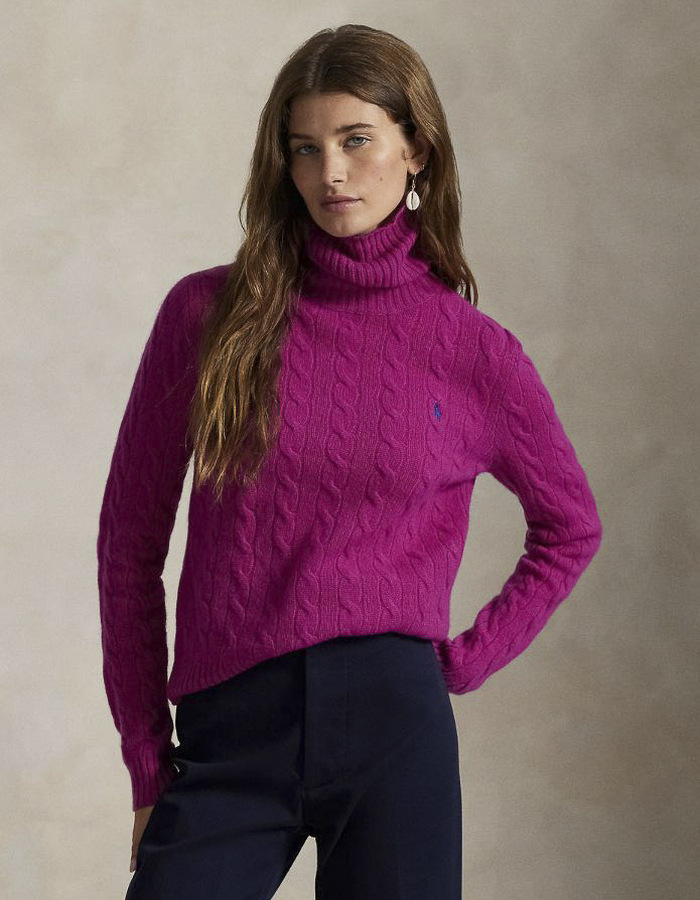 Ralph Lauren Dames pull rolkraag fuchsia