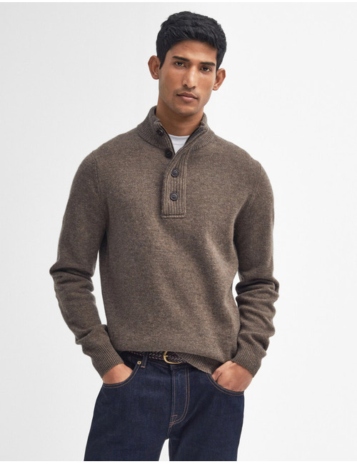 Wollen trui met knoopsluiting en elbow patches