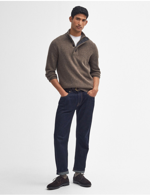 Wollen trui met knoopsluiting en elbow patches