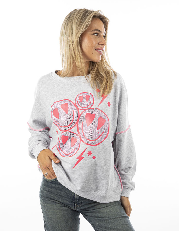 Miss Goodlife pull met ronde hals grijs