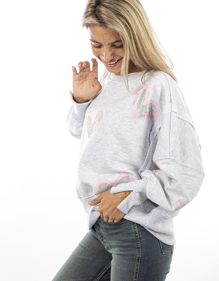 Miss Goodlife pull met ronde hals grijs