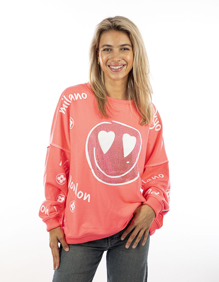 Miss Goodlife pull met ronde hals roze