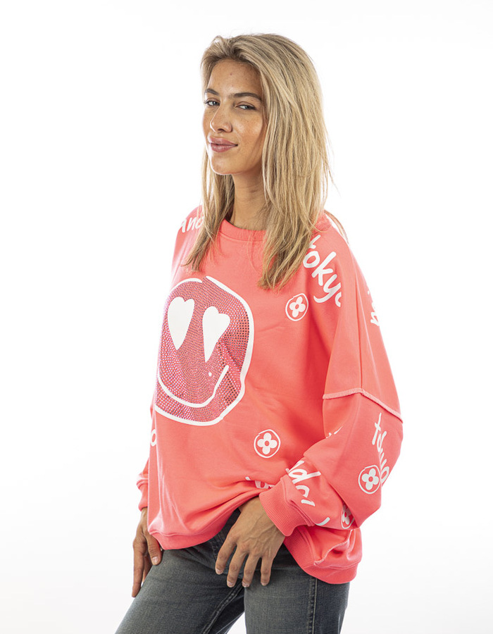 Miss Goodlife pull met ronde hals roze
