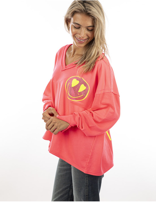 Miss Goodlife pull met v-hals roze
