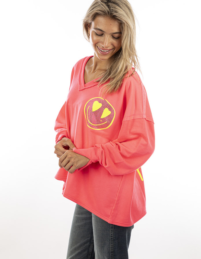 Miss Goodlife pull met v-hals roze