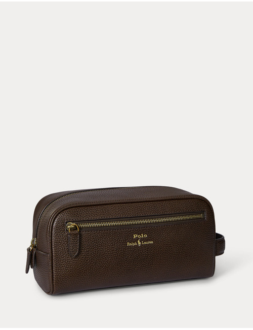 Pebbled Leather Travel Case – Dark Brown