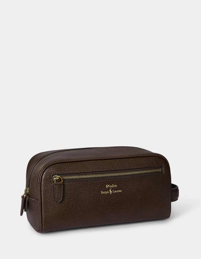 Pebbled Leather Travel Case – Dark Brown