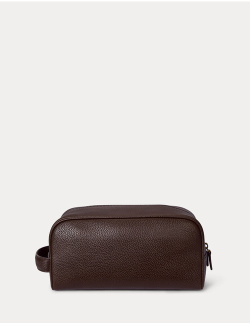 Pebbled Leather Travel Case – Dark Brown