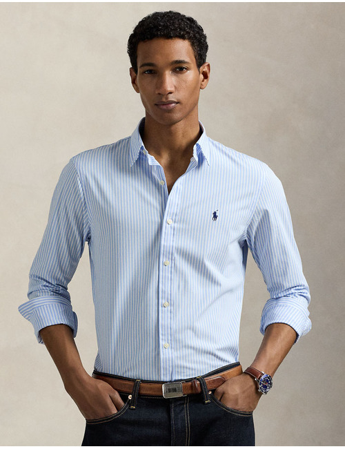 Slim Fit gestreept stretch poplin shirt