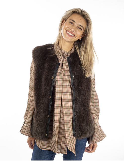 Twinset jas met pels bruin