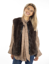 Twinset jas met pels bruin
